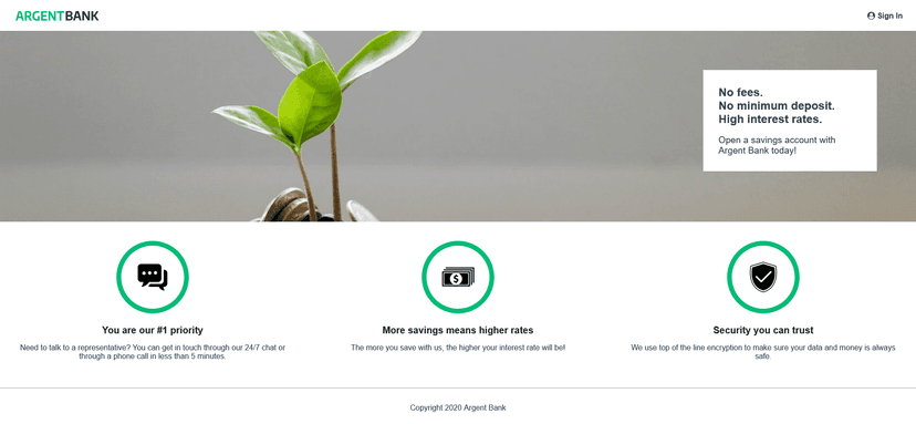 Capture d'écran du projet Argent Bank