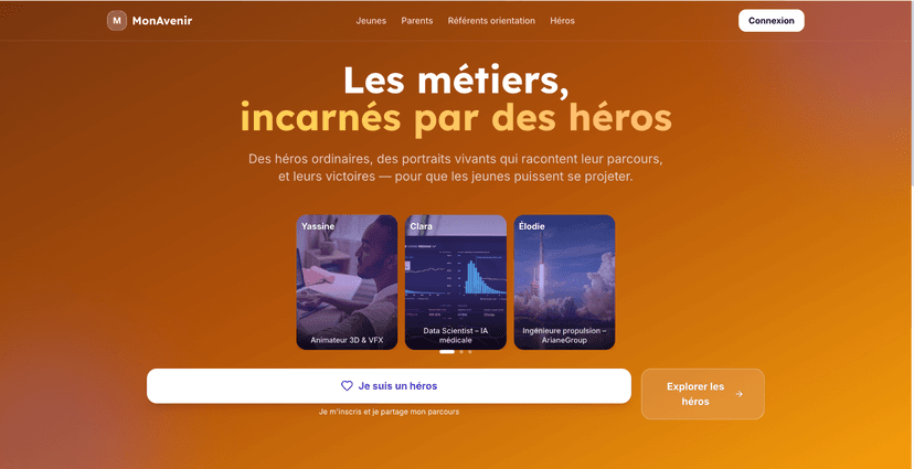Capture d'écran du projet MonAvenir