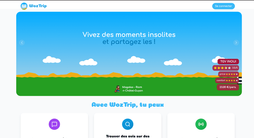 Capture d'écran du projet WozTrip